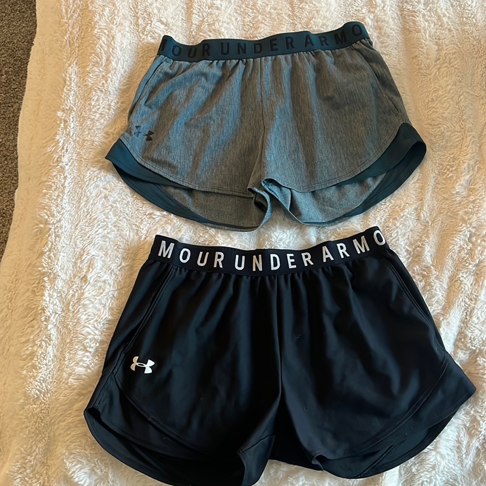 Under Armour shorts for sale! Black and green both medium selling together $30